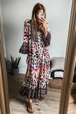 Maxi Jurk met Dierenprint en Knopen - Maxi Dresses - Jurkjes.co