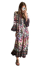 Maxi Jurk met Dierenprint en Knopen - Maxi Dresses - Jurkjes.co
