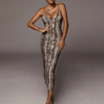 Maxi Jurk met Dierenprint en Spaghettibandjes - CB- Dresses - Jurkjes.co