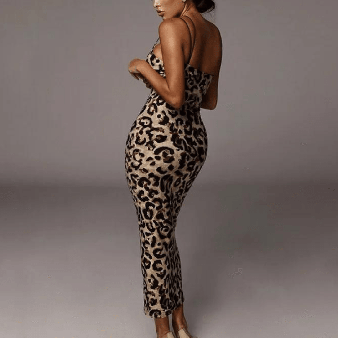 Maxi Jurk met Dierenprint en Spaghettibandjes - CB- Dresses - Jurkjes.co
