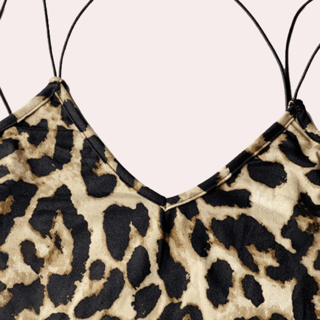 Maxi Jurk met Dierenprint en Spaghettibandjes - CB- Dresses - Jurkjes.co