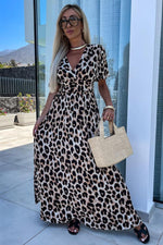 Maxi Jurk met Dierenprint en V-hals - Maxi Dresses - Jurkjes.co