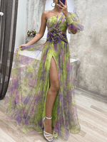 Maxi Jurk met Eén Schouder en Bloemenprint - Maxi Dresses - Jurkjes.co