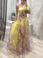Maxi Jurk met Eén Schouder en Bloemenprint - Maxi Dresses - Jurkjes.co