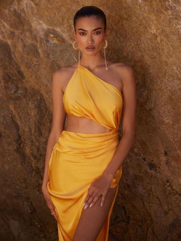 Maxi Jurk met Eén-Schouder en Hoge Split - Group7 - Jurkjes.co