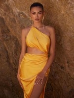 Maxi Jurk met Eén-Schouder en Hoge Split - Group7 - Jurkjes.co