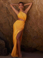 Maxi Jurk met Eén-Schouder en Hoge Split - Group7 - Jurkjes.co