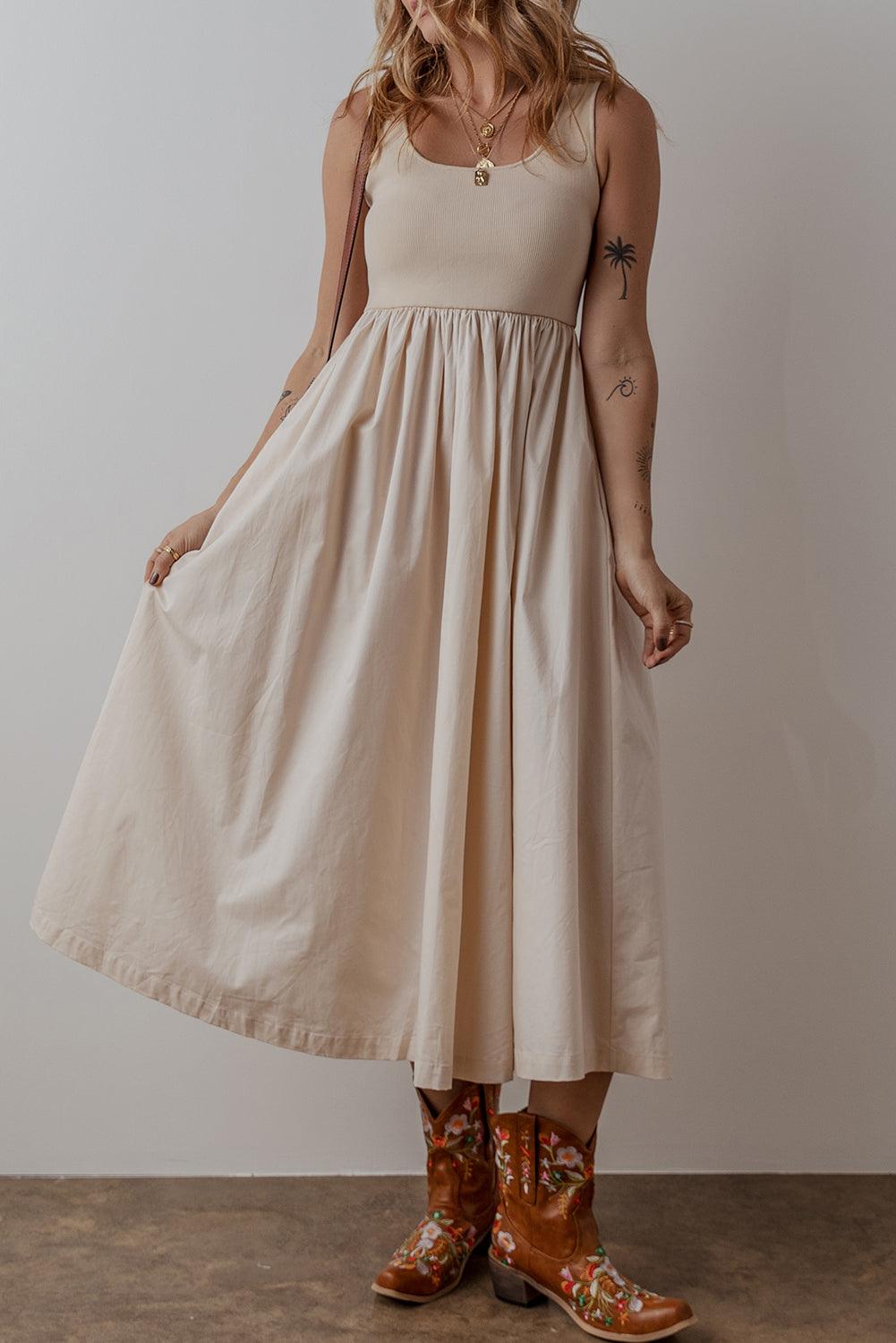 Maxi Jurk met Effen Rimpelrok - Maxi Dresses - Jurkjes.co