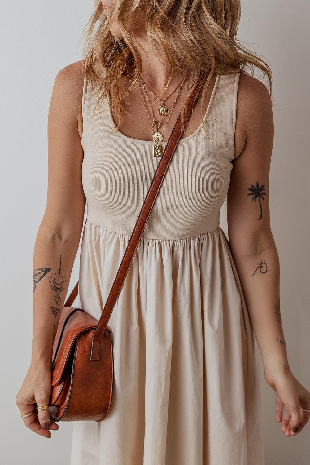 Maxi Jurk met Effen Rimpelrok - Maxi Dresses - Jurkjes.co