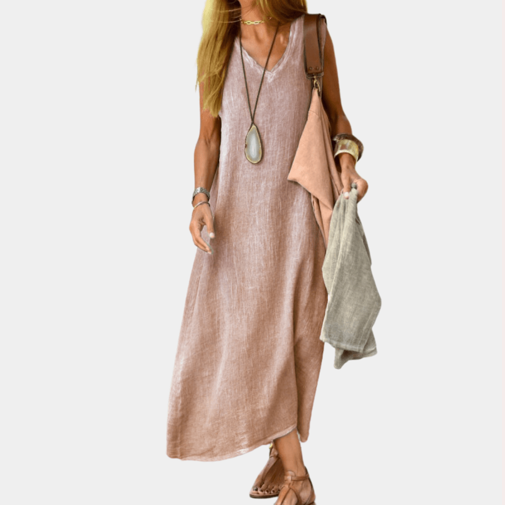 Maxi Jurk met Effen V-hals - Women Summer Dress - Jurkjes.co