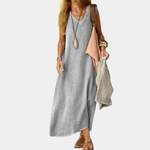 Maxi Jurk met Effen V-hals - Women Summer Dress - Jurkjes.co