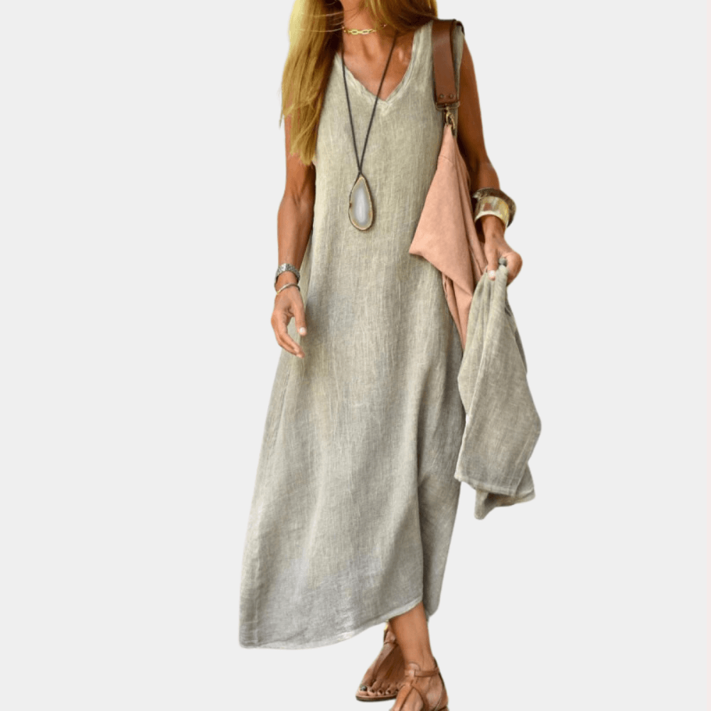Maxi Jurk met Effen V-hals - Women Summer Dress - Jurkjes.co