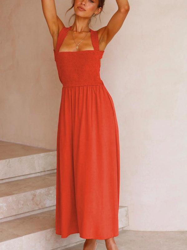 Maxi Jurk met Elastische Bovenkant en Zakken - Maxi Dresses - Jurkjes.co