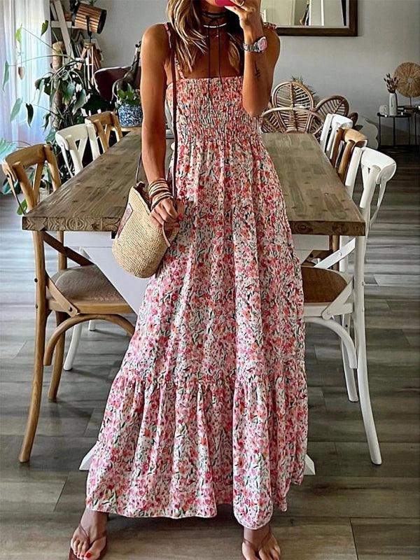Maxi Jurk met Elastische Taille en Bloemenprint - Group6 - Jurkjes.co