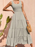 Maxi Jurk met Elastische Taille en Effen Kleur - Maxi Dresses - Jurkjes.co