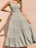 Maxi Jurk met Elastische Taille en Effen Kleur - Maxi Dresses - Jurkjes.co
