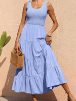 Maxi Jurk met Elastische Taille en Effen Kleur - Maxi Dresses - Jurkjes.co