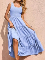 Maxi Jurk met Elastische Taille en Effen Kleur - Maxi Dresses - Jurkjes.co
