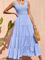 Maxi Jurk met Elastische Taille en Effen Kleur - Maxi Dresses - Jurkjes.co