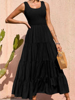 Maxi Jurk met Elastische Taille en Effen Kleur - Maxi Dresses - Jurkjes.co