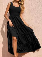 Maxi Jurk met Elastische Taille en Effen Kleur - Maxi Dresses - Jurkjes.co