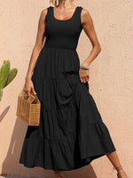 Maxi Jurk met Elastische Taille en Effen Kleur - Maxi Dresses - Jurkjes.co