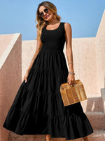 Maxi Jurk met Elastische Taille en Effen Kleur - Maxi Dresses - Jurkjes.co