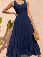 Maxi Jurk met Elastische Taille en Effen Kleur - Maxi Dresses - Jurkjes.co
