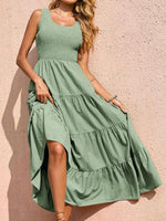 Maxi Jurk met Elastische Taille en Effen Kleur - Maxi Dresses - Jurkjes.co