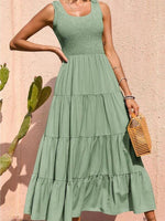Maxi Jurk met Elastische Taille en Effen Kleur - Maxi Dresses - Jurkjes.co