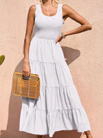 Maxi Jurk met Elastische Taille en Effen Kleur - Maxi Dresses - Jurkjes.co