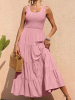 Maxi Jurk met Elastische Taille en Effen Kleur - Maxi Dresses - Jurkjes.co