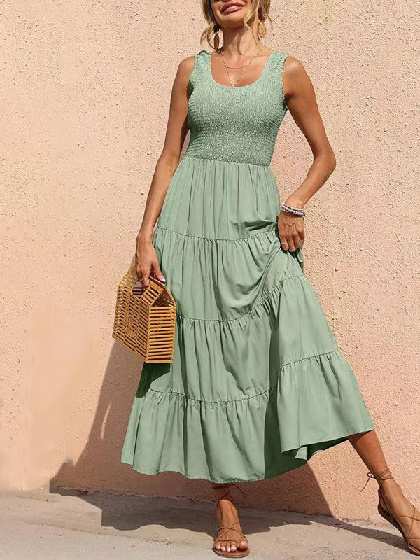 Maxi Jurk met Elastische Taille en Plooirok - Maxi Dresses - Jurkjes.co