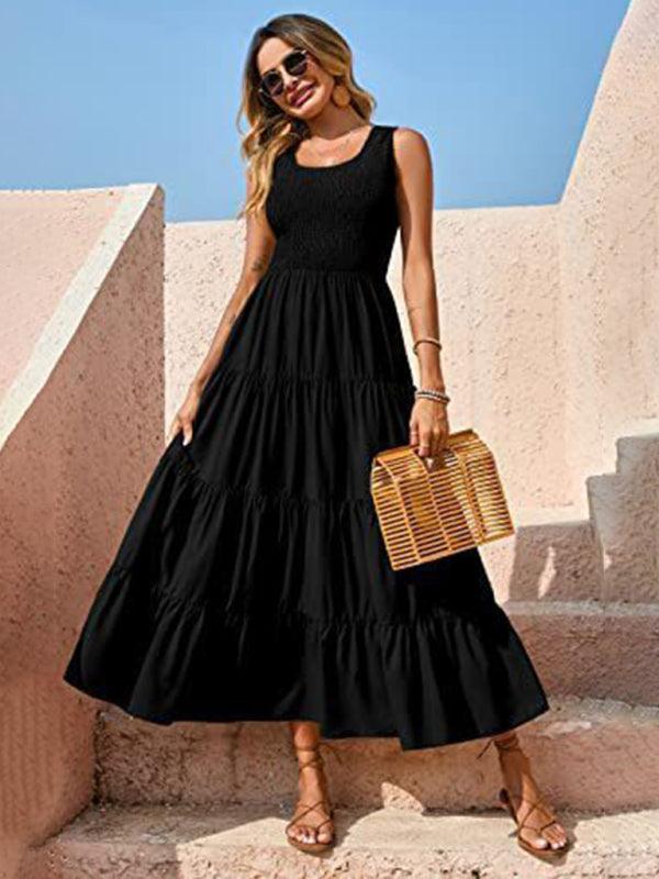 Maxi Jurk met Elastische Taille en Plooirok - Maxi Dresses - Jurkjes.co