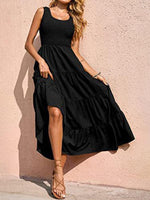 Maxi Jurk met Elastische Taille en Plooirok - Maxi Dresses - Jurkjes.co