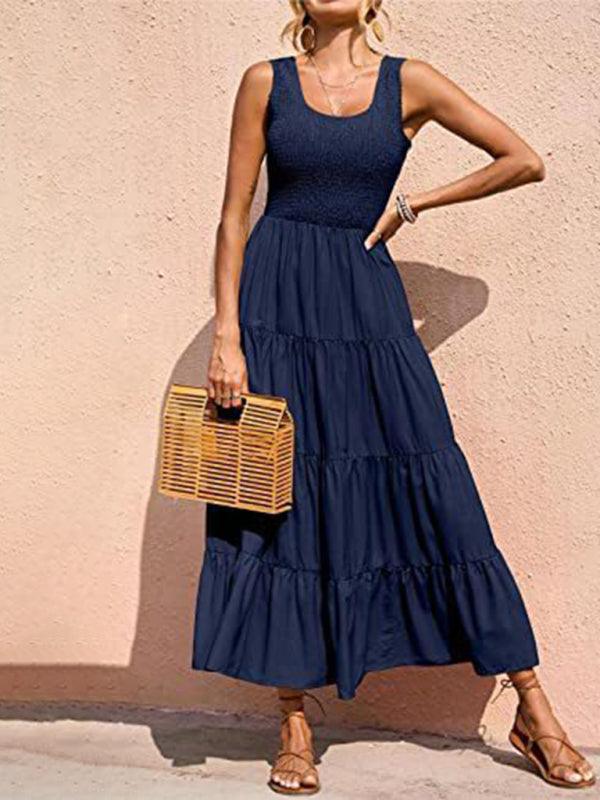 Maxi Jurk met Elastische Taille en Plooirok - Maxi Dresses - Jurkjes.co