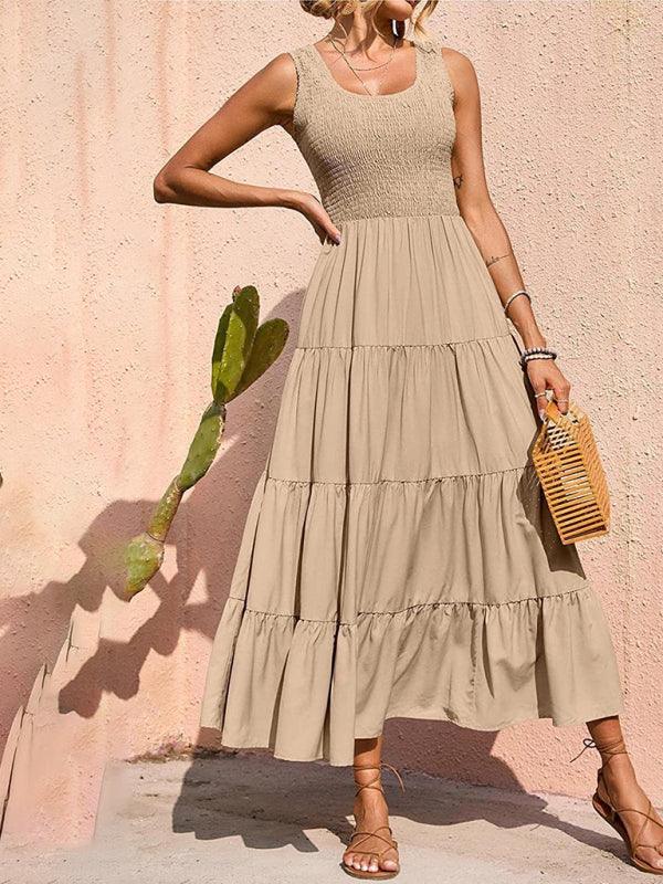 Maxi Jurk met Elastische Taille en Plooirok - Maxi Dresses - Jurkjes.co