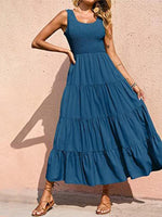 Maxi Jurk met Elastische Taille en Plooirok - Maxi Dresses - Jurkjes.co