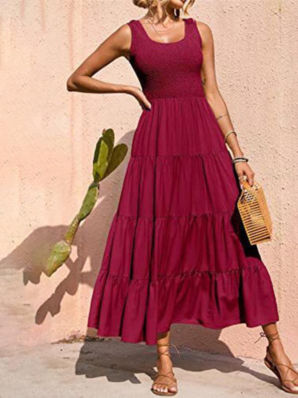 Maxi Jurk met Elastische Taille en Plooirok - Maxi Dresses - Jurkjes.co