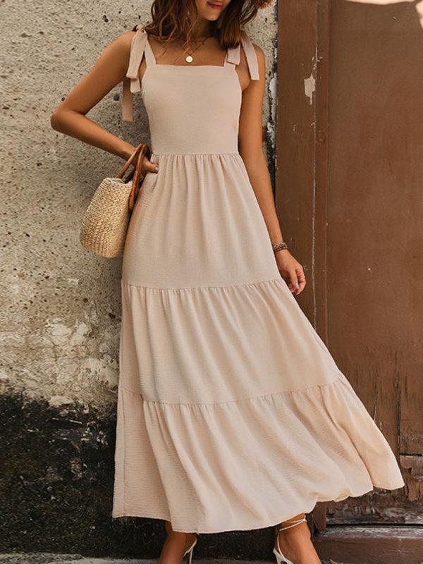 Maxi Jurk met Gelaagde Rok en Strikbandjes - Maxi Dresses - Jurkjes.co