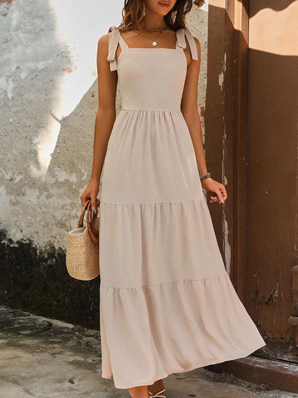 Maxi Jurk met Gelaagde Rok en Strikbandjes - Maxi Dresses - Jurkjes.co