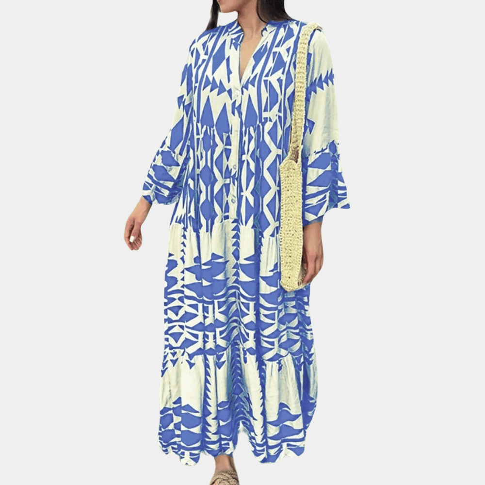 Maxi Jurk met Geometrisch Patroon - CB - Dress - Jurkjes.co
