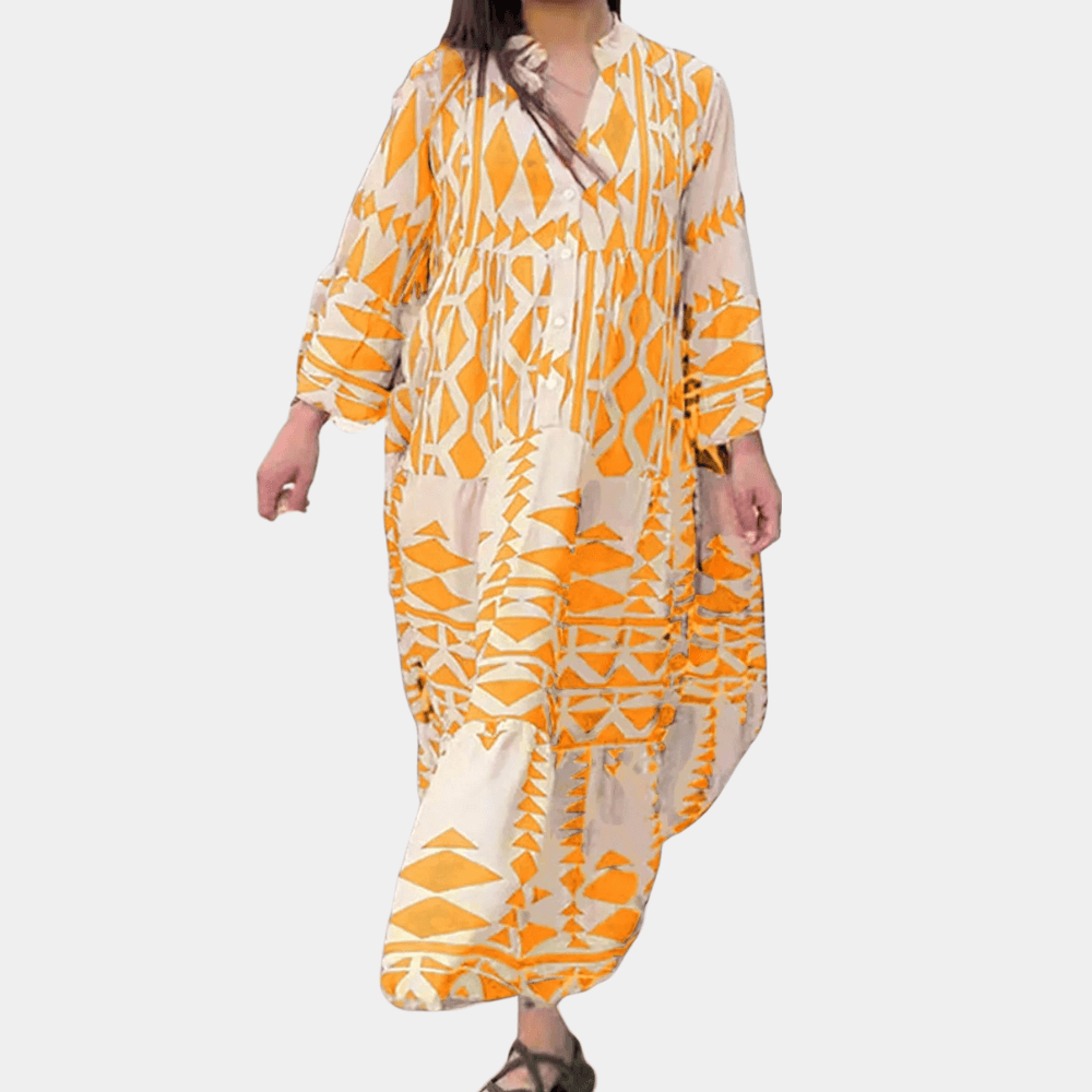 Maxi Jurk met Geometrisch Patroon - CB - Dress - Jurkjes.co