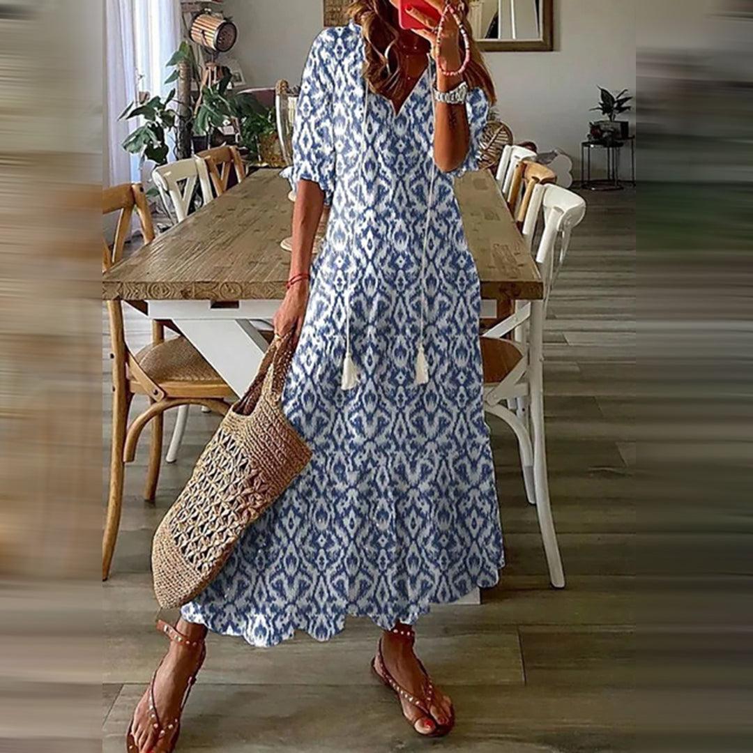 Maxi Jurk met Geometrisch Patroon - Dresses - Jurkjes.co