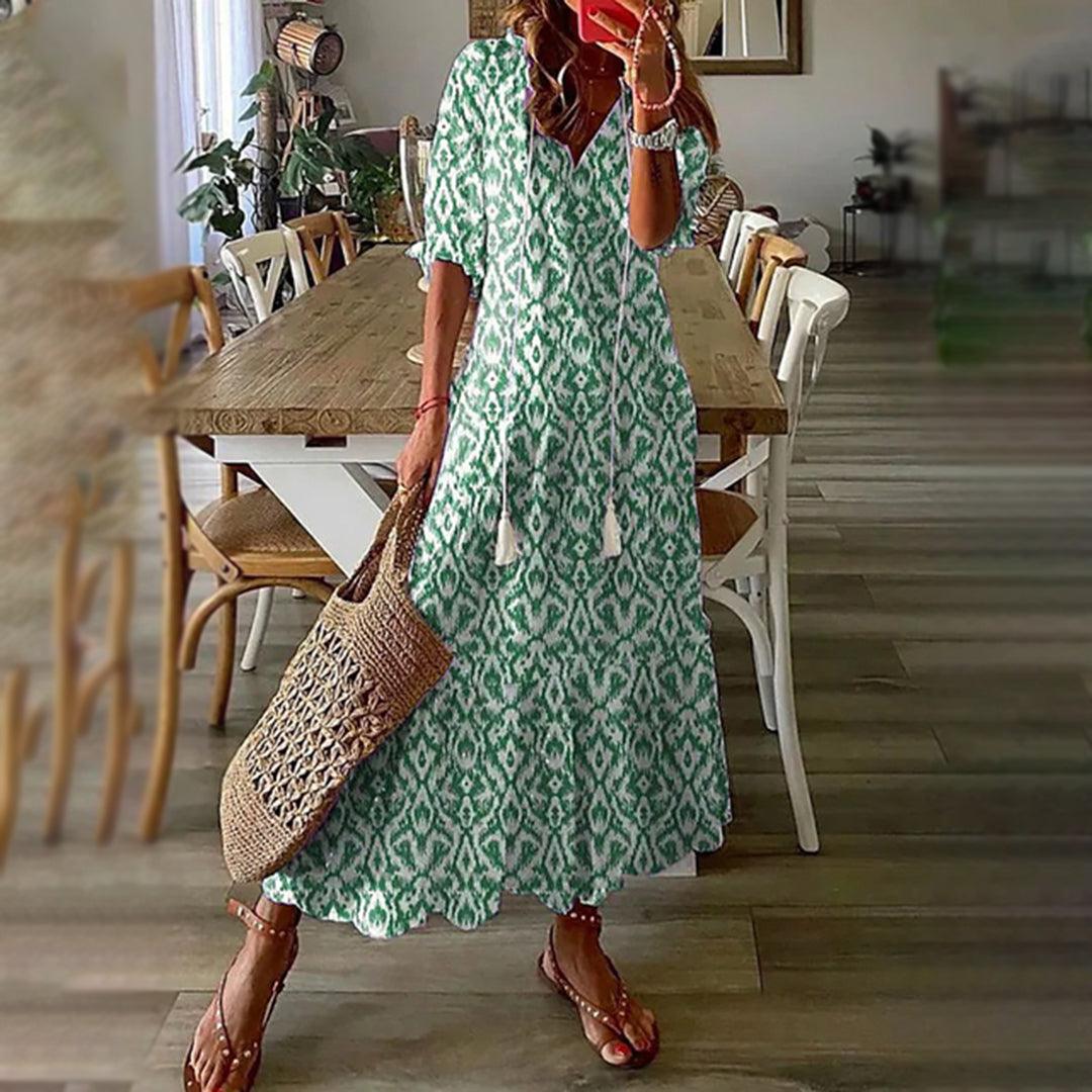 Maxi Jurk met Geometrisch Patroon - Dresses - Jurkjes.co