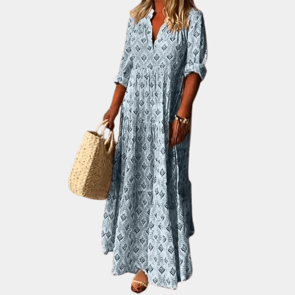 Maxi Jurk met Geometrisch Patroon - Women Summer Dress - Jurkjes.co
