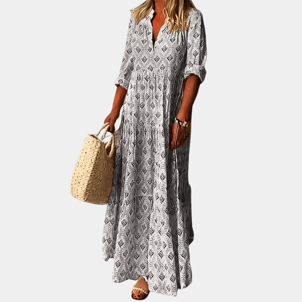 Maxi Jurk met Geometrisch Patroon - Women Summer Dress - Jurkjes.co