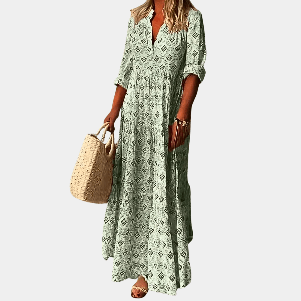 Maxi Jurk met Geometrisch Patroon - Women Summer Dress - Jurkjes.co