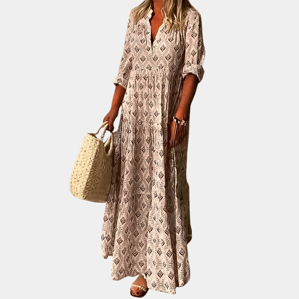 Maxi Jurk met Geometrisch Patroon - Women Summer Dress - Jurkjes.co