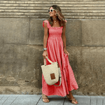 Maxi Jurk met Geruite Smock Taille - Dresses - Jurkjes.co